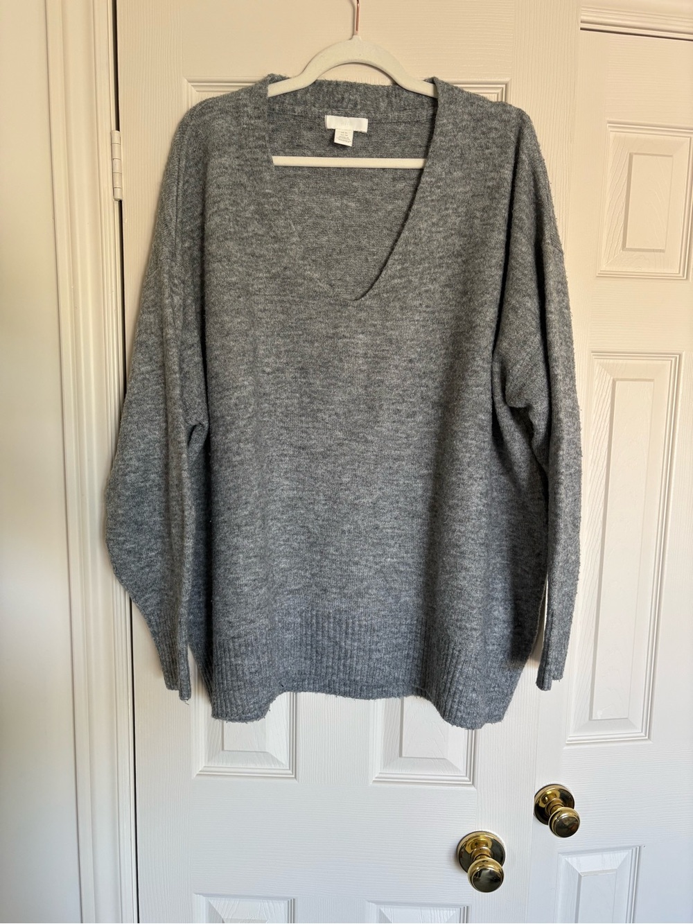 H&M Heather Gray V-Neck Knit Sweater